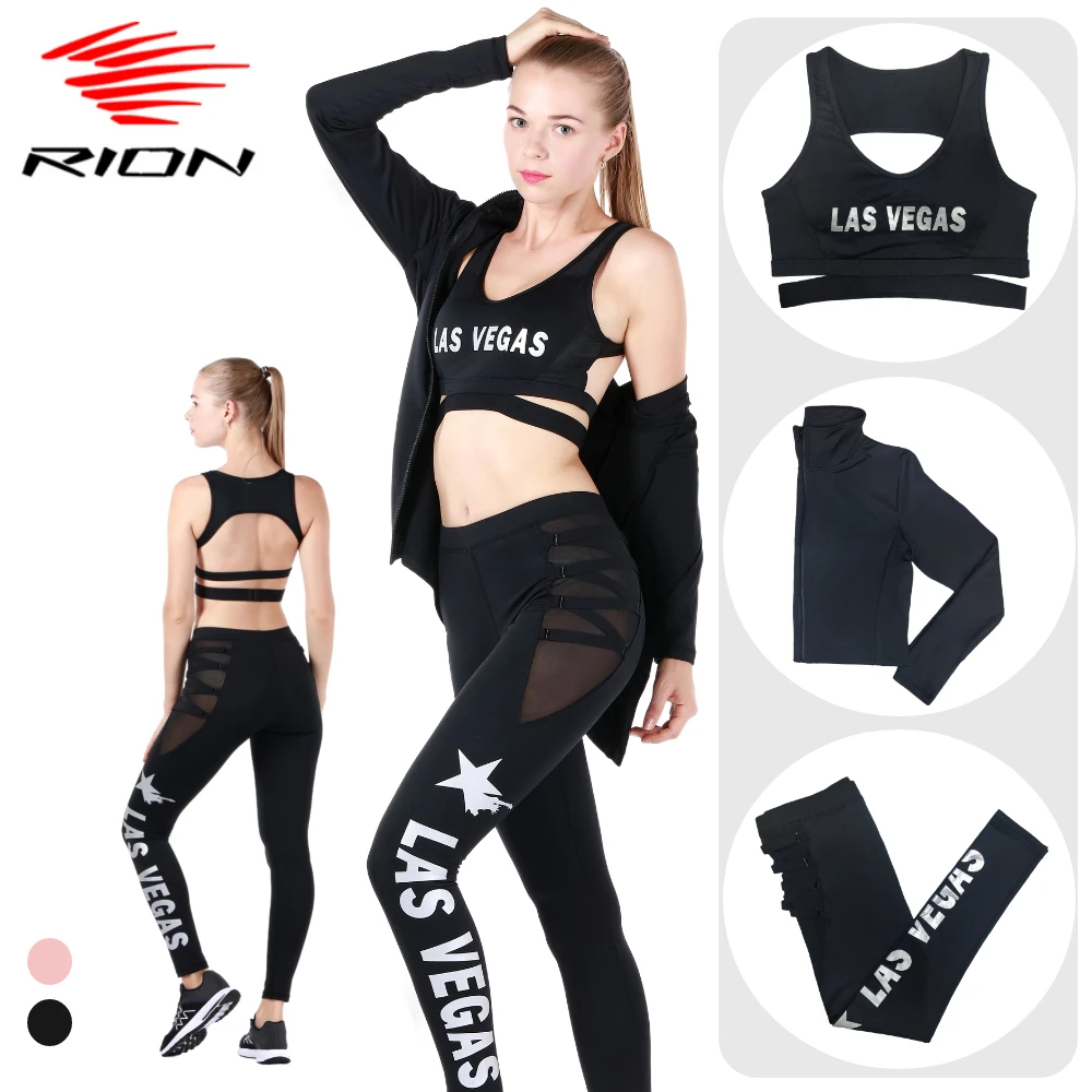 

RION Women's Tracksuit Running Gym Clothing Female Yoga Sets For Fitness Leggings Long Sleeve Sportswear 2/3pcs Sport Outfit