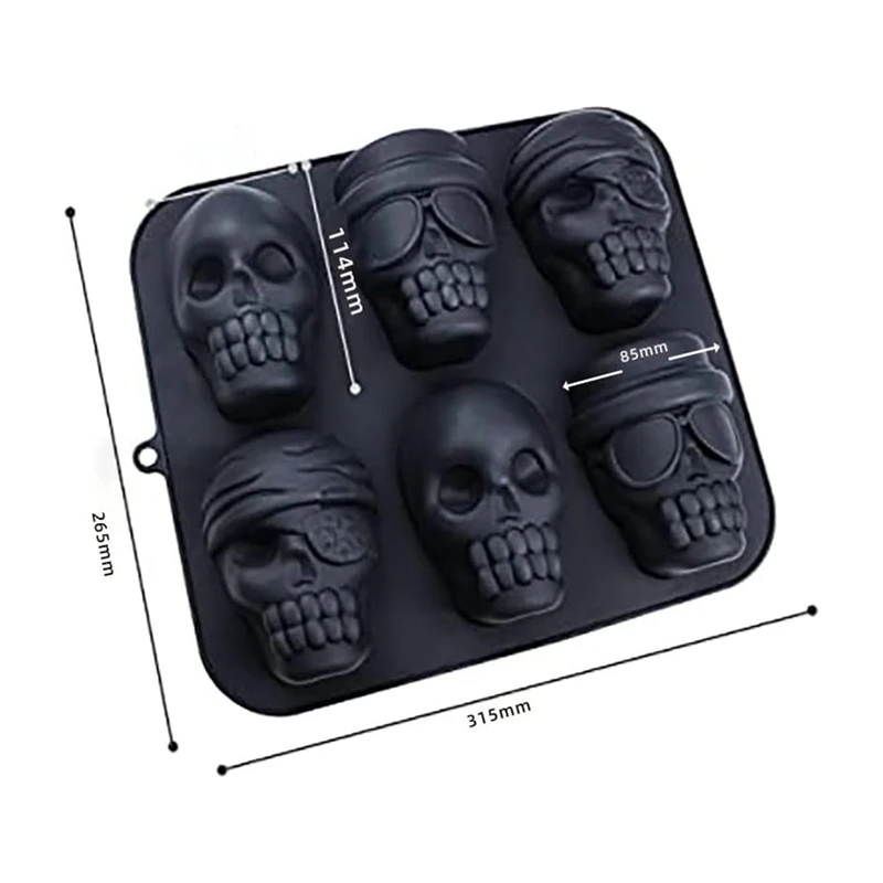 НОВАЯ силиконовая форма для торта с черепом на Хэллоуин новинка 2024 6 полостей