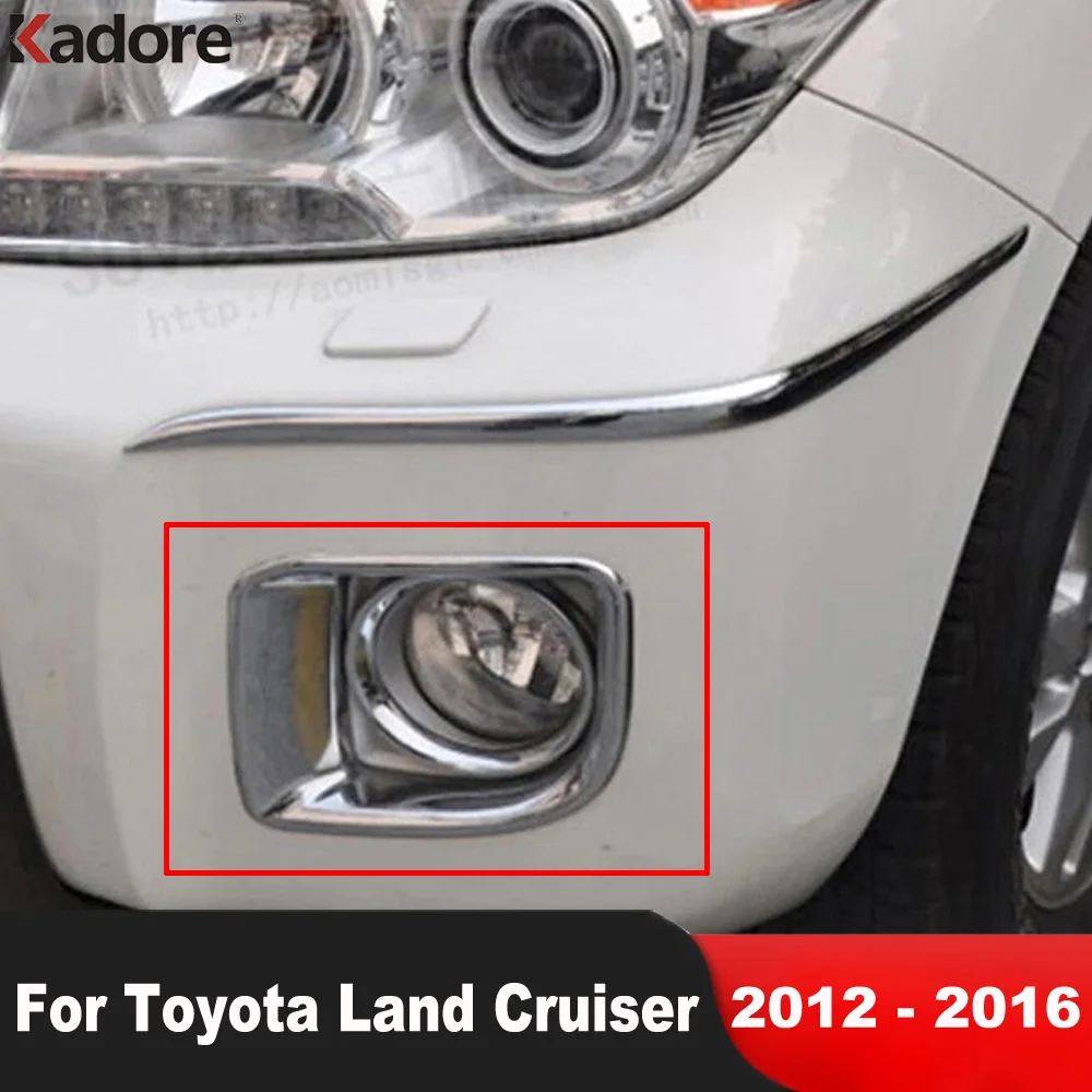 

For Toyota Land Cruiser LC200 FJ200 2012 2013 2014 2015 2016 ABS Chrome Car Front Fog Light Lamp Cover Trim Foglight Bezel Trims