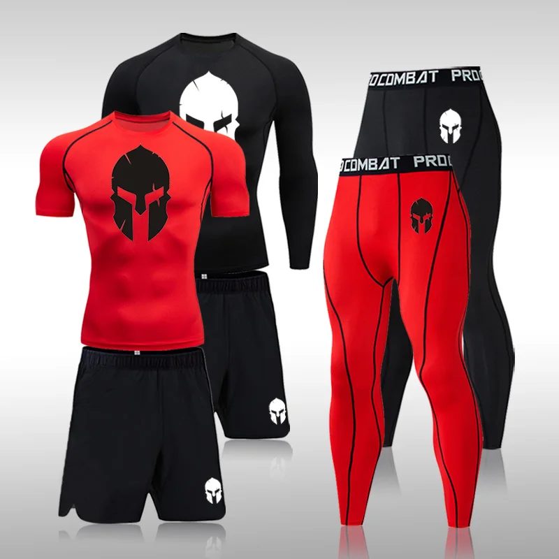 

Мужская спортивная одежда для бега, одежда для бега, мужской компрессионный спортивный костюм, Быстросохнущий пот, фитнес-Тренировочный Набор Для MMA, Rashguard