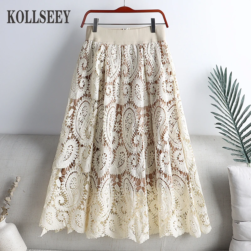 Women Vintage Tulle Patchwork Long Pleated Skirt Elastic Waist Fluffy Skirt Floral Printed Maxi Skirts enlarge