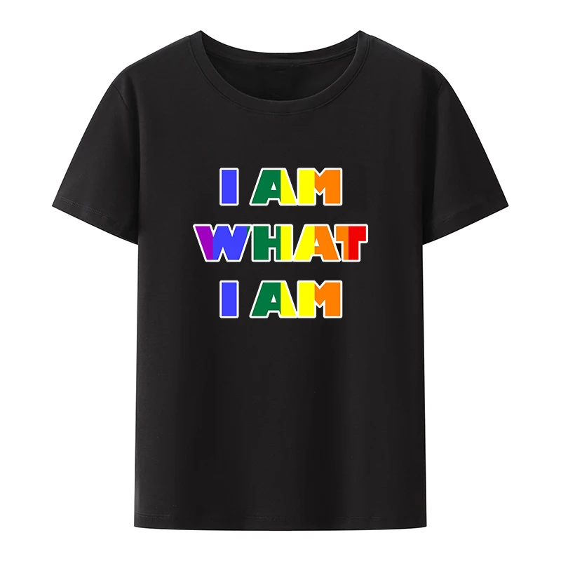 

I Am What I Am Rainbow Cotton T-Shirt LGBT Style Tshirts Same Style Student O-neck Hip-hop Aesthetic 2000s Clothes Y2k Tee Tops