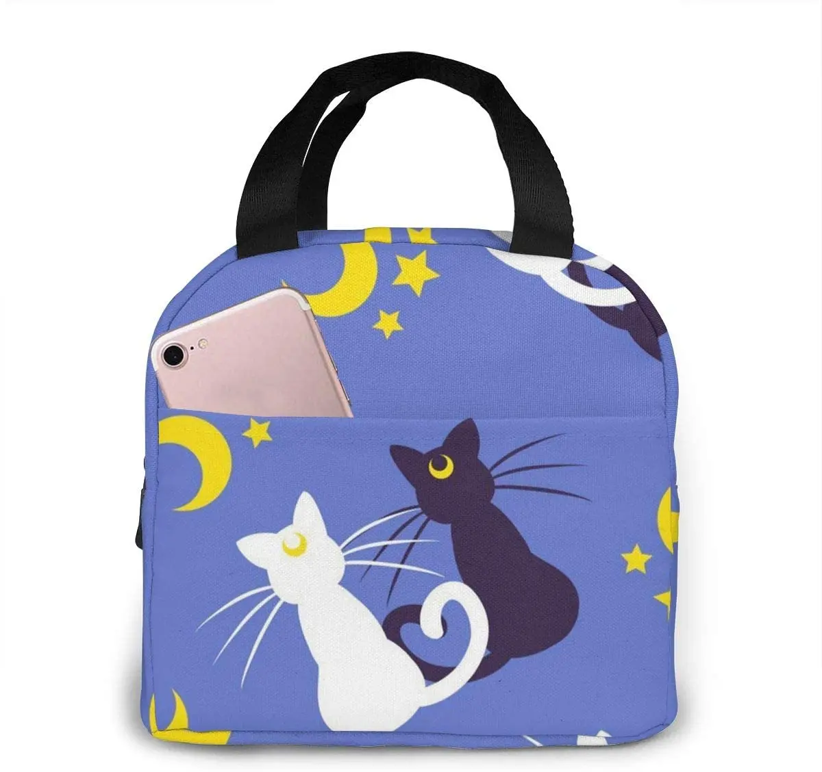 

Moon Cat Lunch Bag Cooler Bag Women Tote Bag Insulated Lunch Box Water-resistant Thermal Soft Liner Lunch Container for Work