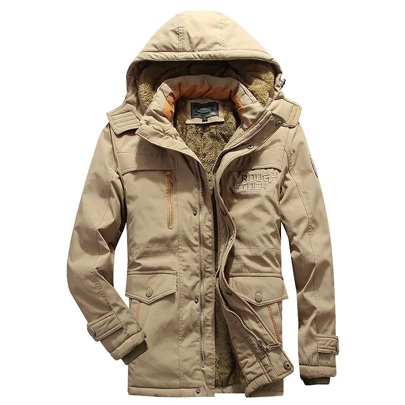 Men Clothing Winter Padded Coat Mid-length Plus Velvet Thick Oversized Coat Men's Outdoor Warm Coat Winter Coats  Clothes