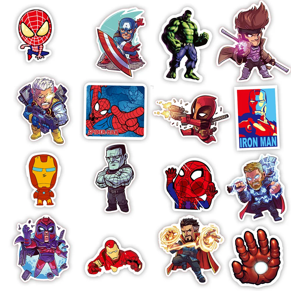 10/30/50/100pcs Disney Marvel The Avengers Stickers Anime DIY Laptop Luggage Skateboard Captain America Iron Man Sticker for Kid - купить по