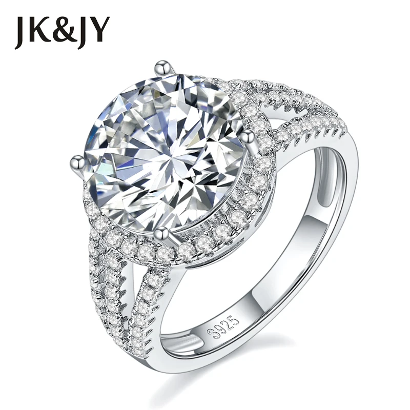 

JK&JY D Color Moissanite Luxury 5.0 Ct Round Cut Wedding Engagement Ring 100% 925 Sterling Silver Women's Fine Jewelry Wholesale