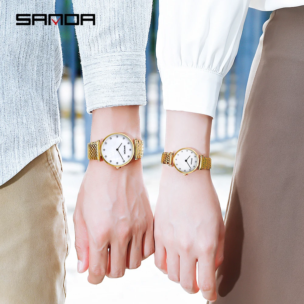 SANDA Couples' Watch Original Luxury Thin Men and Women'S Watches Fashionable Quartz Bracelets Clock Gift Female Wristwatch