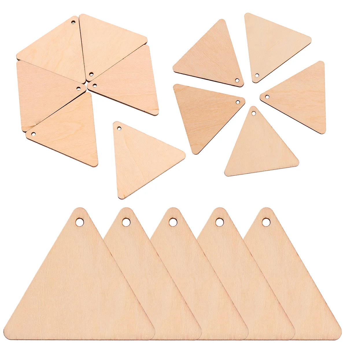 

Triangle Unfinished Painting Decorative Wooden Pieces Slices with Hole