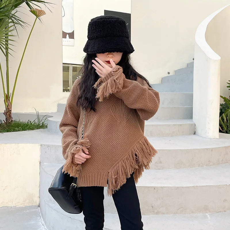

8 10 years Girl Tassels Sweaters Fall Winter Fashion Casual Teen Girl Sweaters