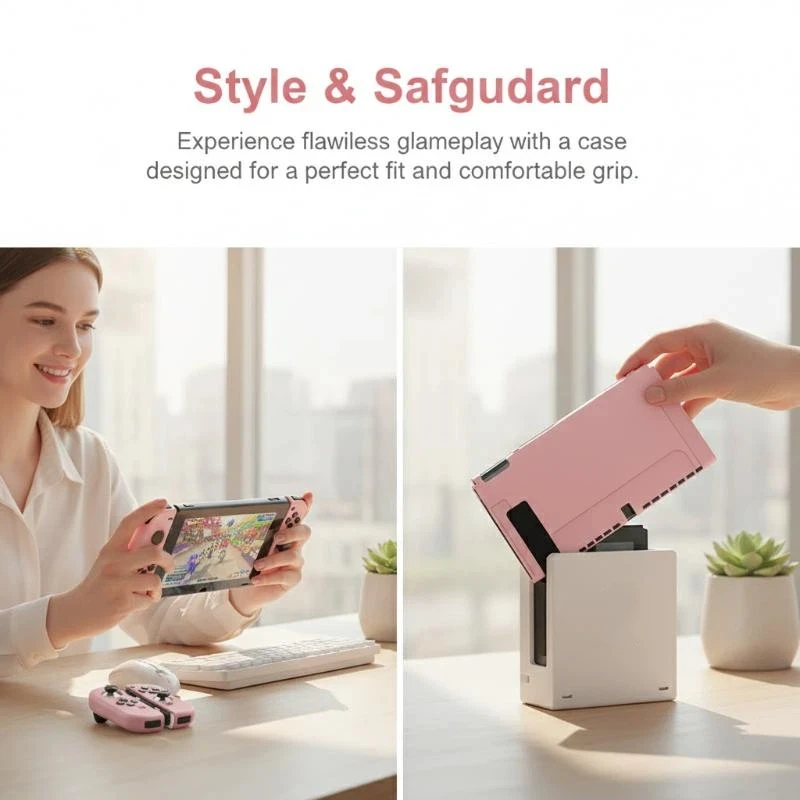Фото Защитный чехол для консоли Switch OLED и контроллеров Joy-Cons, двухслойный, из ударопрочного материала, для ежедневных игровых сессий. №2