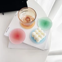 gradient acrylic coasters round cup pad heat insulation placemat cafe desktop decor ornaments home simple photography props