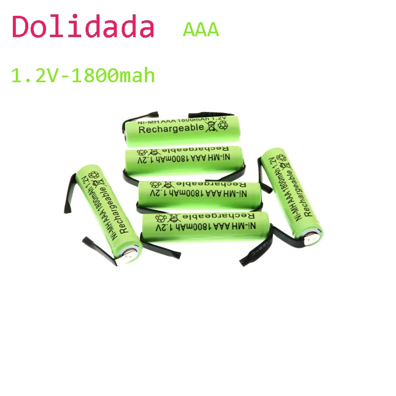 

Dolidada Original Ni-MH 1.2V 1800mAh AAA Rechargeable Battery for Electric Razor Shaver Hair Clipper Toothbrush with Solder