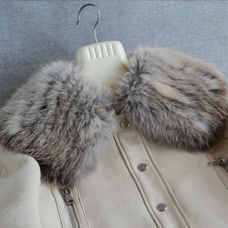 2023 Winter Lady Leather Jackets Shearing Genuine Sheepskin Crop Coats Fur Collar Lamb Fur Lining Short Overcoat Warm DJ3900