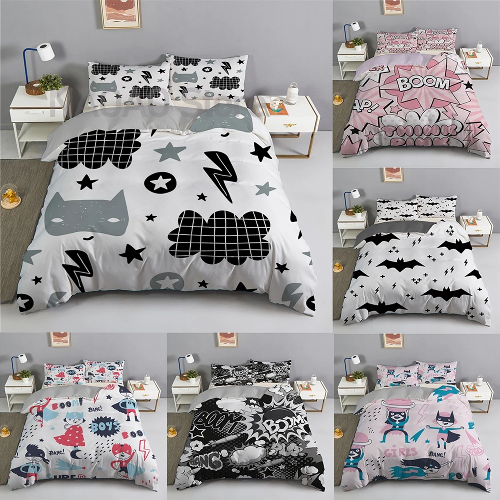 

Super Hero Bedding Set Cartoon Duvet Quilt Cover Cute Animal Print For Kids Teens Single Twin Double King Full Size 240x220