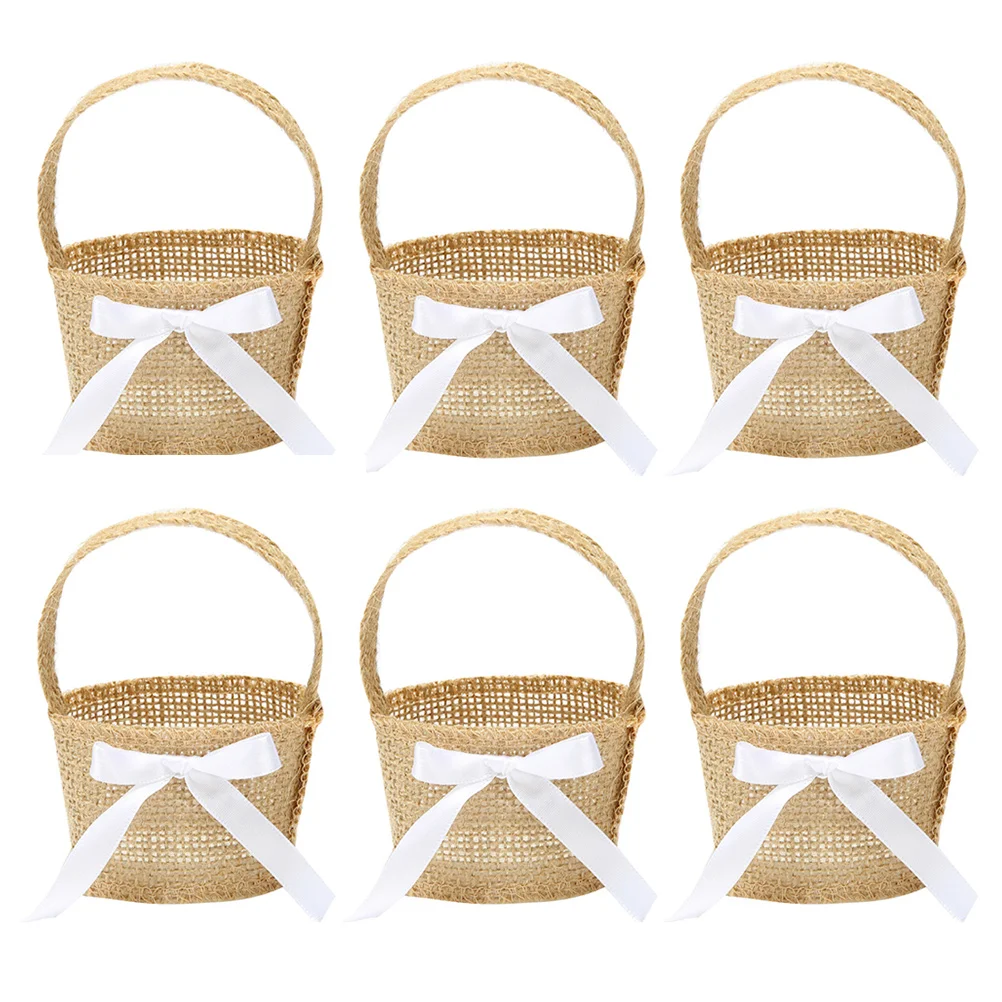 

Basket Baskets Mini Flower Woven Tiny Girl Storage Hanging Picnic Favor Easter Burlap Linen Wicker Miniature Crafts Party Craft