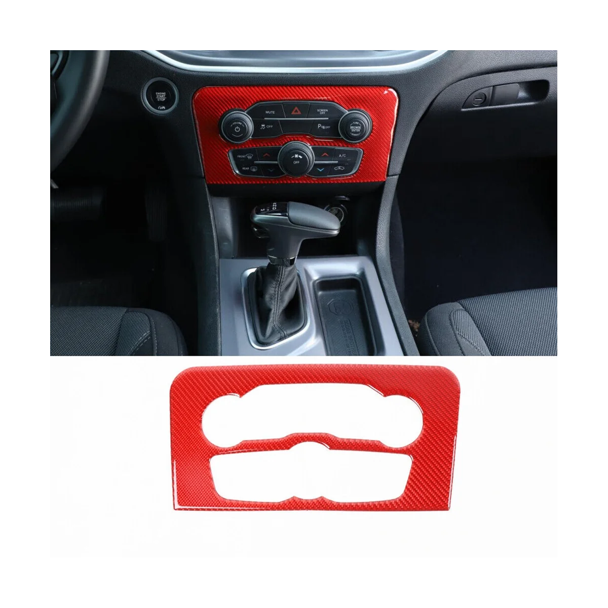 

Centre A/C Switch Button Trim Panel Cover for 16-21 Charger Interior Air Vents Trim Panel Red Carbon Fiber