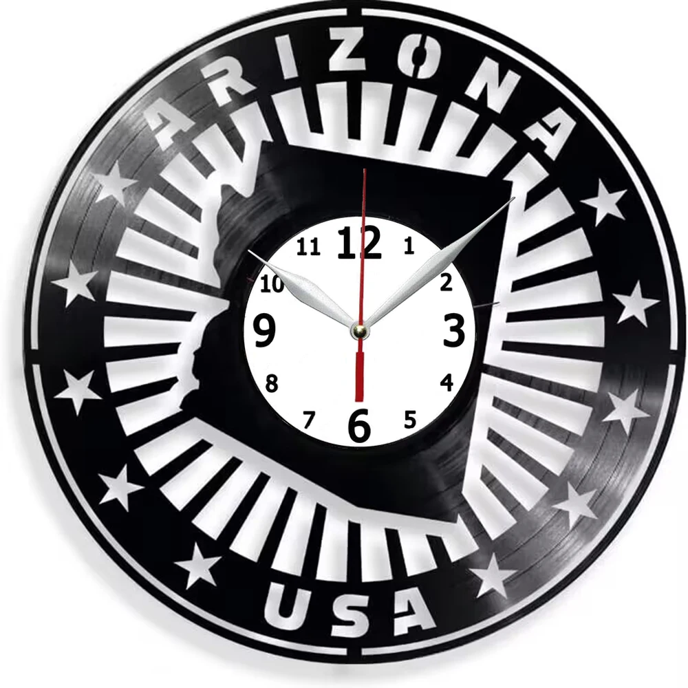 

Аризона США, идея подарка для мужа, путешествия, домашний декор, Настенный декор, виниловая пластина, настенные часы 12 дюймов, подарок ручной работы для W