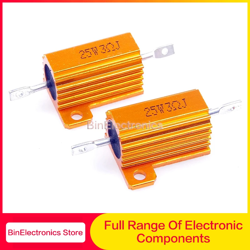 

2PCS 25W RX24 Aluminum Power Metal Shell Case Wirewound Resistor 0.1~100K 1R 10R 100R 4.7K 5.1K 10K 15K 20K 22K 30K 50K 75K Ohm
