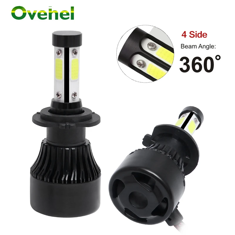 OVEHEL светодиодный H7 H11 светодиодный лампы 2Pcs14000LM 360 градусов H1 H3 H4 H8 H9 9005 HB3 9006 HB4 Авто головной светильник 6000K 12В противотуманный светильник