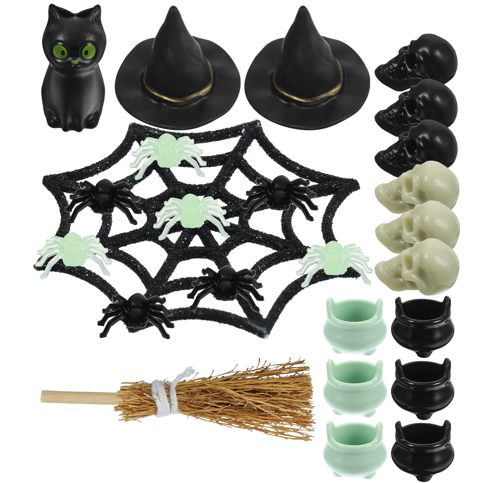 

Mini House Ornaments Plastic Playes Halloween Miniature Accessories Witch Caps Spider Toy Miniatures For Crafts Hat Village