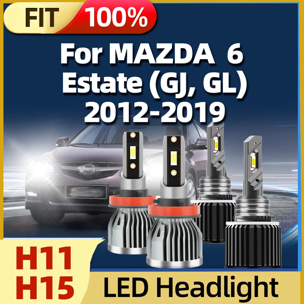 

H15 H11 LED High Low Beam Day Running Lights Car Headlight For MAZDA 6 Estate (GJ, GL) 2012 2013 2014 2015 2016 2017 2018 2019