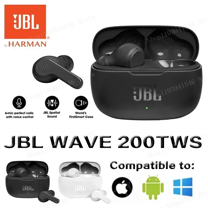 Фото Наушники JBL WAVE 200TWS — беспроводные наушники True Wireless, Bluetooth 5.0, спортивные наушники с микрофоном, версия для Гонконга. №1