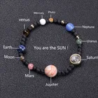 Браслет из натурального камня для женщин и мужчин, украшение с изображением Галактики, солнечной системы, Вселенной, девяти планет, звезд, земли, Луны, подарок