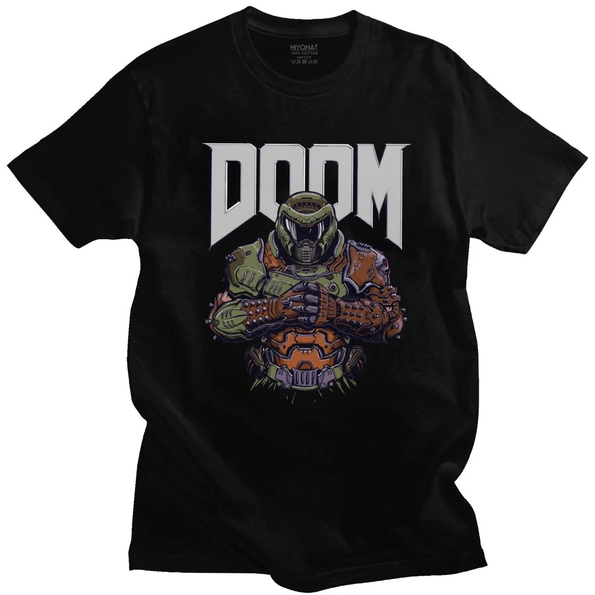 

Cool Doom Eternal T Shirt Men Short-Sleeve Game Slayer Skull Tshirt Printed Streetwear T-shirt Pure Cotton Slim Fit Tee Tops