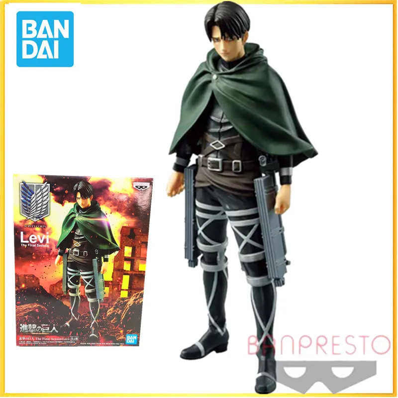 

In stock Bandai BANPRESTO Attack on Titan Levi PVC Action Figures Original Shingeki no Kyojin Figurine Model Toys halloween gift