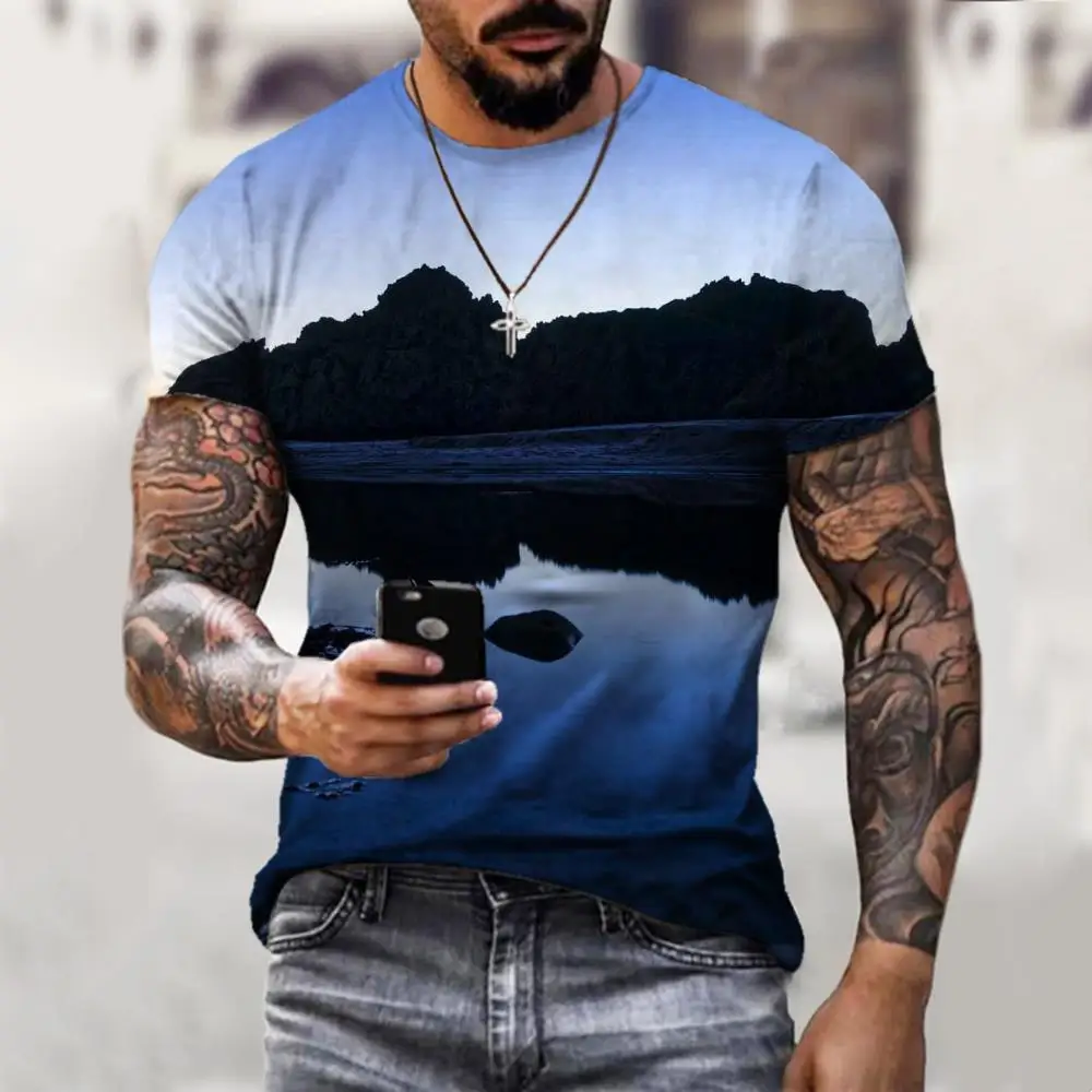 

KYKU Brand Sunrise T-shirt Men Day Spring Shirt Print Glorious Funny T shirts Daybreak T-shirts 3d Short Sleeve T shirts Fashion