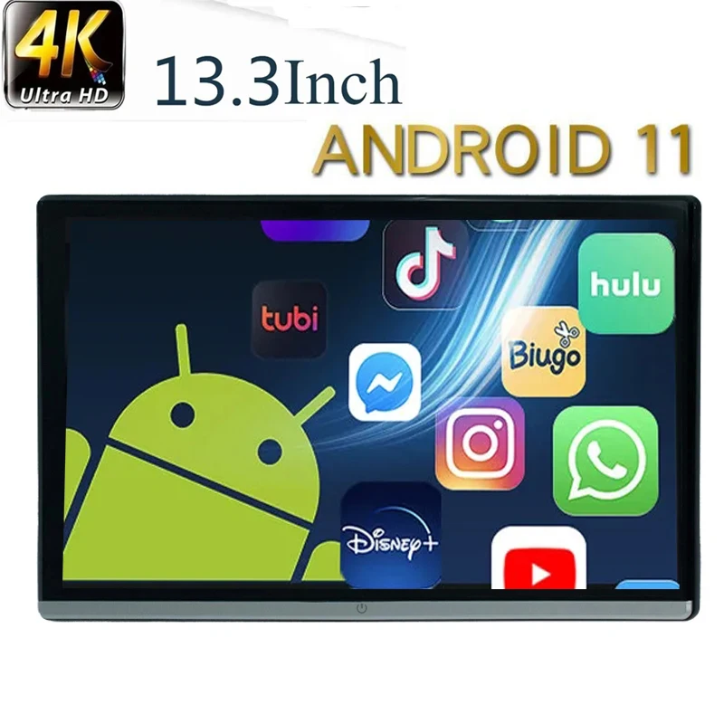Монитор автомобильного подголовника 13 3 дюйма IPS 4K 1080P HD-экран Android 11 WIFI/HDMI/USB/TF/BT RAM 2