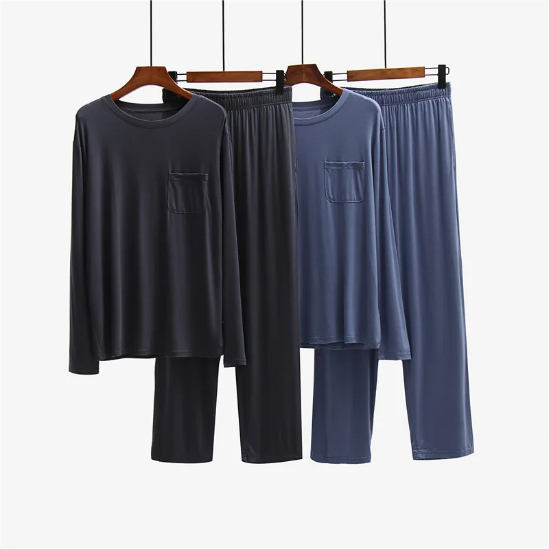 

Modal men's long sleeved home suit suit skin friendly breathable thin loose large men's pajamas two-piece set