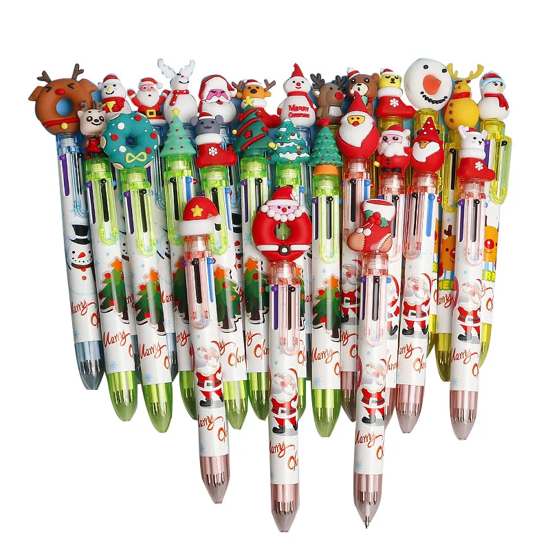 

Gel Pen 10pcs Cartoon Christmas Day Cute 6 Color Push Creative Kawaii Children Writing Ballpoint Pen School Office Stationery