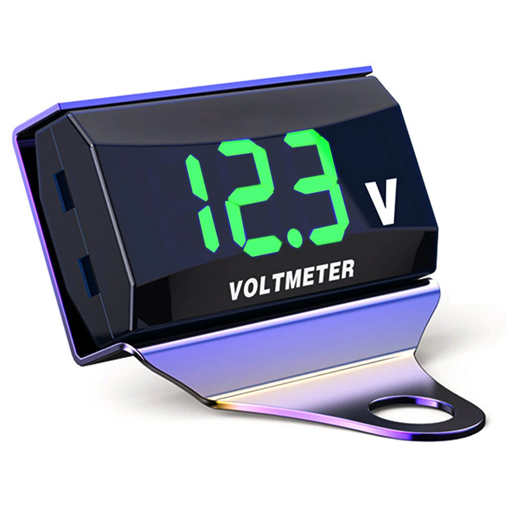 Зеленый светодиодный универсальный цифровой вольтметр для мотоцикла дисплей