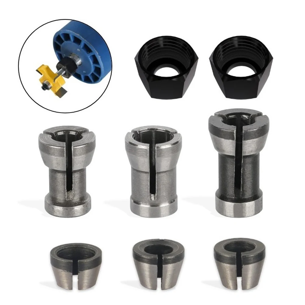 8pcs 6mm/6.35mm/8mm Collet Chuck Adapter Engraving Trimming Machine Milling Cutter Tools Wear Resistance Power Tools