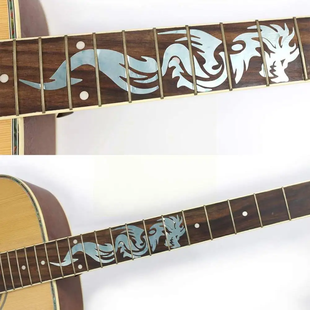

Electric Acoustic Guitar Stickers Chinese dragon shape Fretboard Guitar Ukulele Thin Inlay Ultra Decal Sticker Cross Access V1K9