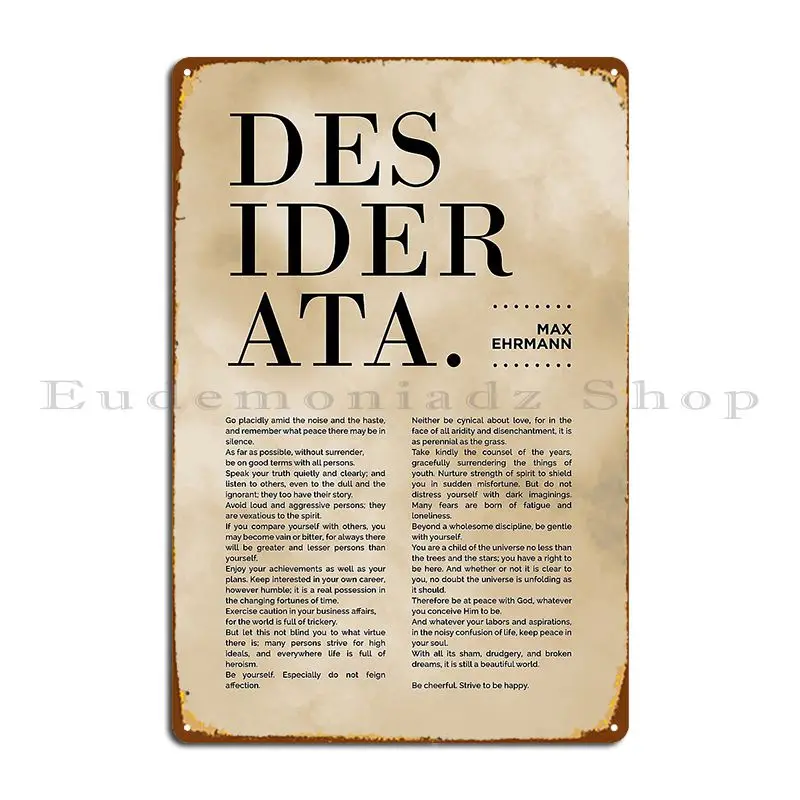 Desiderata Макс эрманн типография печать 14 литературный плакат металлический клубный