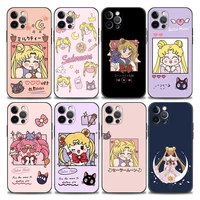 japan anime cute cartoon sailor moon phone case for iphone 11 12 13 pro max 7 8 se xr xs max 5 5s 6 6s plus soft silicone case