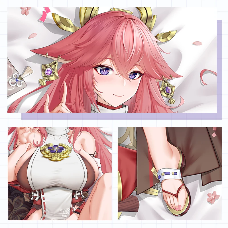 Игровой аниме Genshin Impact Yae Miko Fox Girl Cosplay Otaku Dakimakura Hing Body Чехол Подушка Наволочка