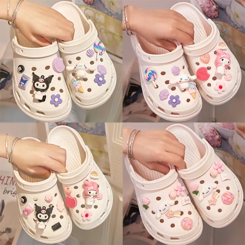 

10pcs/set Sanrio Accessories Shoe Charms Buckle Anime Kuromi Cinnamoroll Hello Kitty Melody Cartoon DIY Combiation Girl Gift