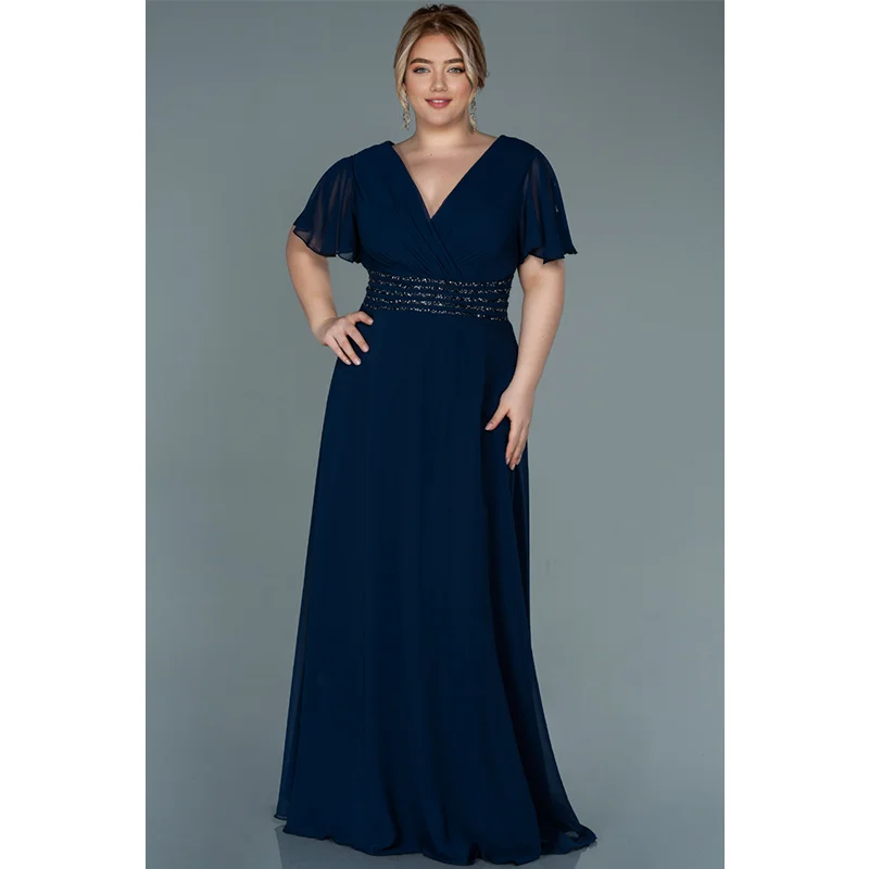 2023 Plus Size V Neck Evening Dress 4XL5XL Chiffon Wine Red Masonry Maxi Long Wedding Banquet Plus Size Evening Dress