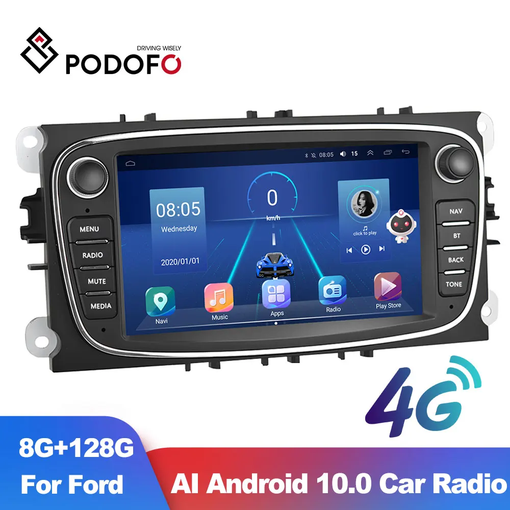 

Podofo AI Android 10.0 Car Radio GPS 2 Din Car Multimedia Player For Ford/Focus EXI MT 2 3 Mk2/Mk3/S-Max/Mondeo 9/Galaxy C-Max
