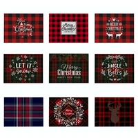 christmas kitchen placemat letter plaid linen table mats waterproof drink coasters new year decoration cup mats western placemat