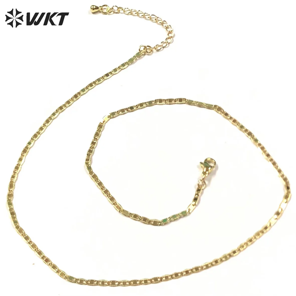 

WT-BFN036 WKT Delicate Gold Color 18 k Plated Yellow Brass Fashion Chain Necklace Lady Jewelry For Couple 10Pcs A lot 18inches