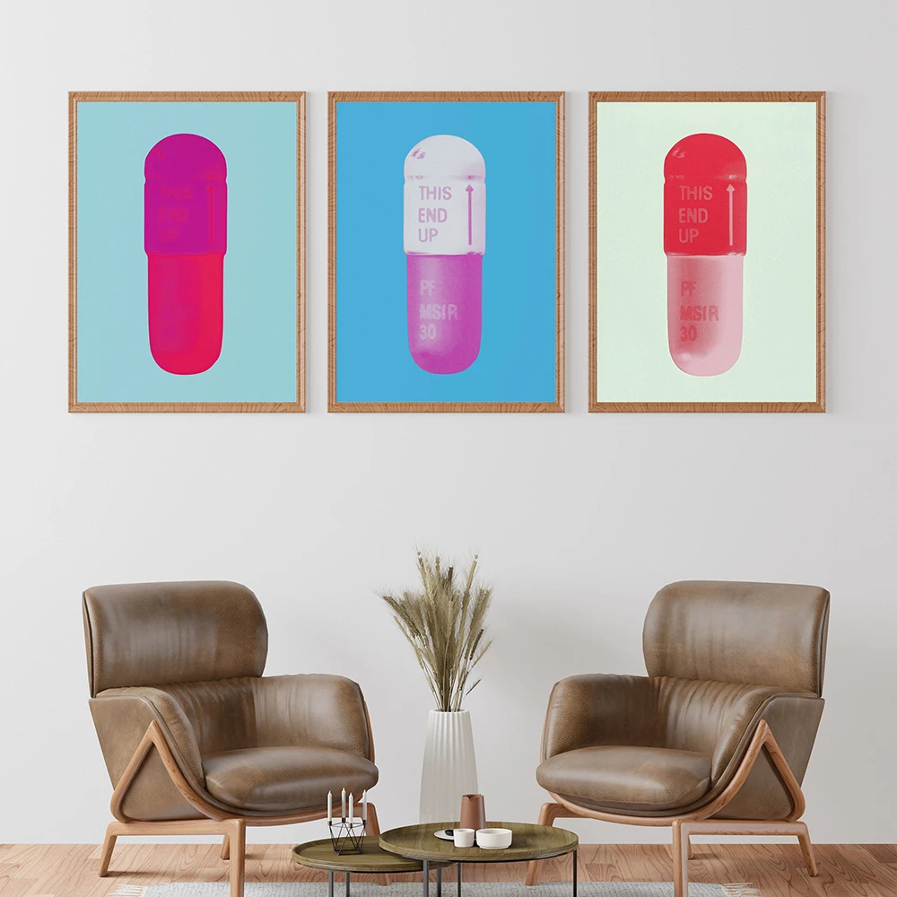 Современное Настенное Искусство Печать На Холсте Розовый Зеленый Мультяшный