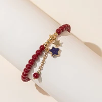 kirykle new ore star pendant bracelet for womens fashion red crystal hand string simple hand beaded hand bracelet gift