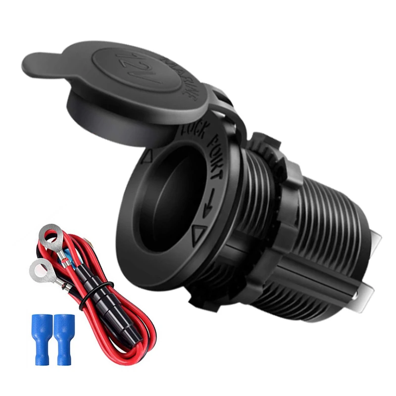 

Car Cigarette Lighter Socket 12V-24V Waterproof Plug Power Outlet Adapter for Marine Boat Motorcycle Truck RV ATV with Wire
