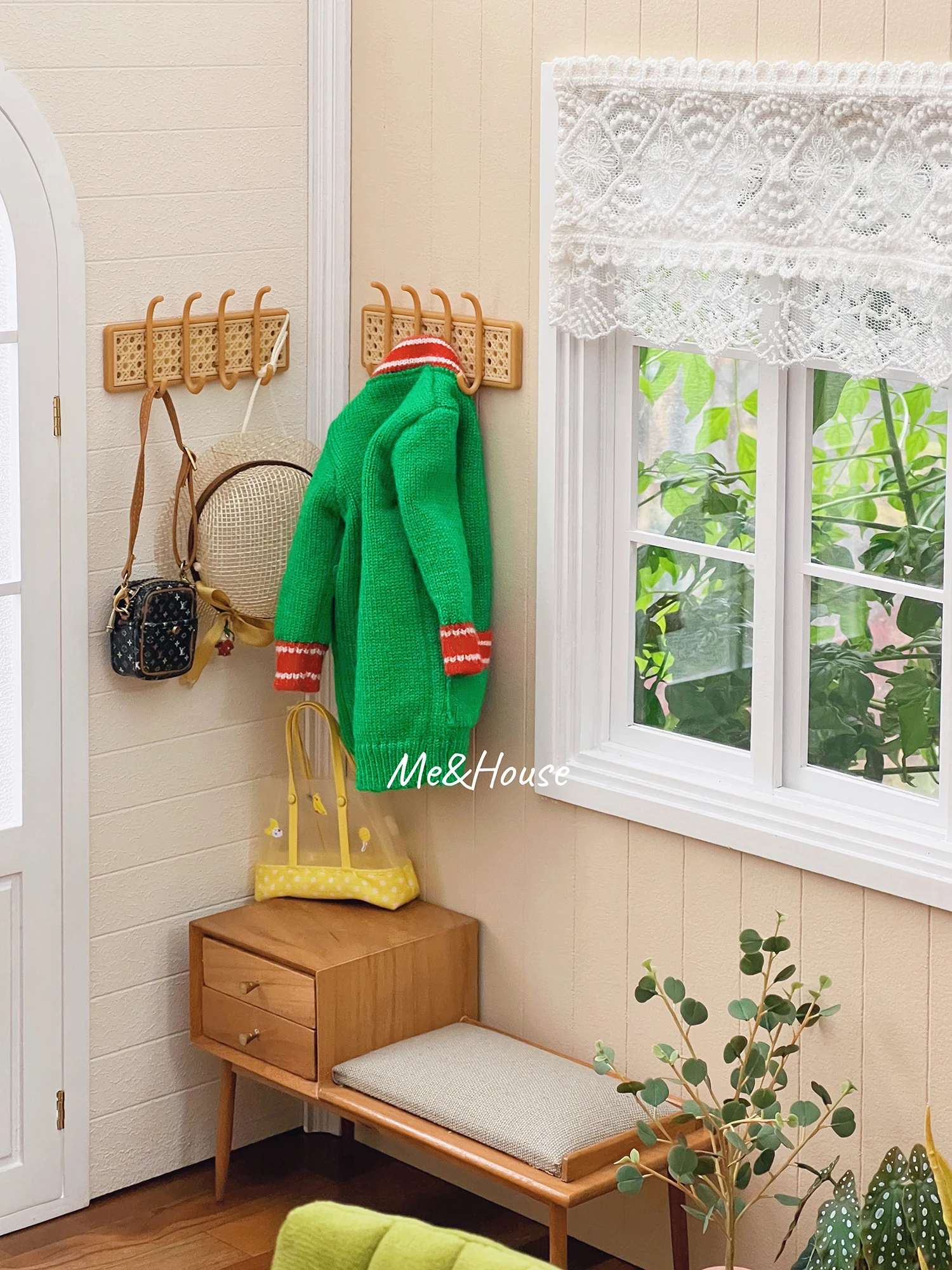 1 6 doll house model furniture accessories ob11 mini model wall hookcoat rackentrance key hook free global shipping