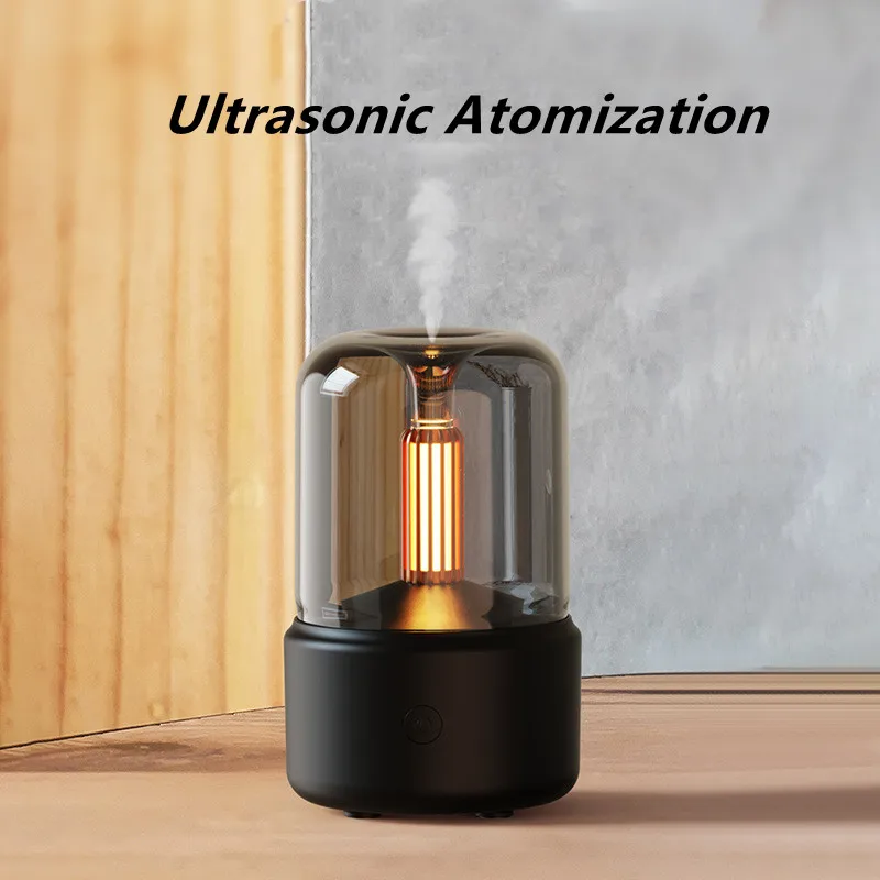 120ML Candle Lamp Aroma Diffuser Air Humidifier Electric Aromatherapy Diffusor Flame Humidicador USB Desktop Decor Night Light
