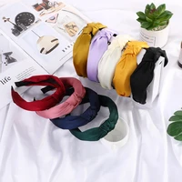 wide top knot satin headbands bow knot solid silk hairbands wash face skincare hair hoops for women girls hair accessories